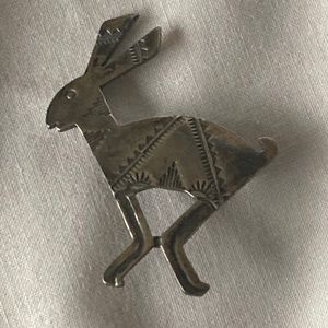 Navajo Jack Rabbit pin. Sterling. Marked WDL
